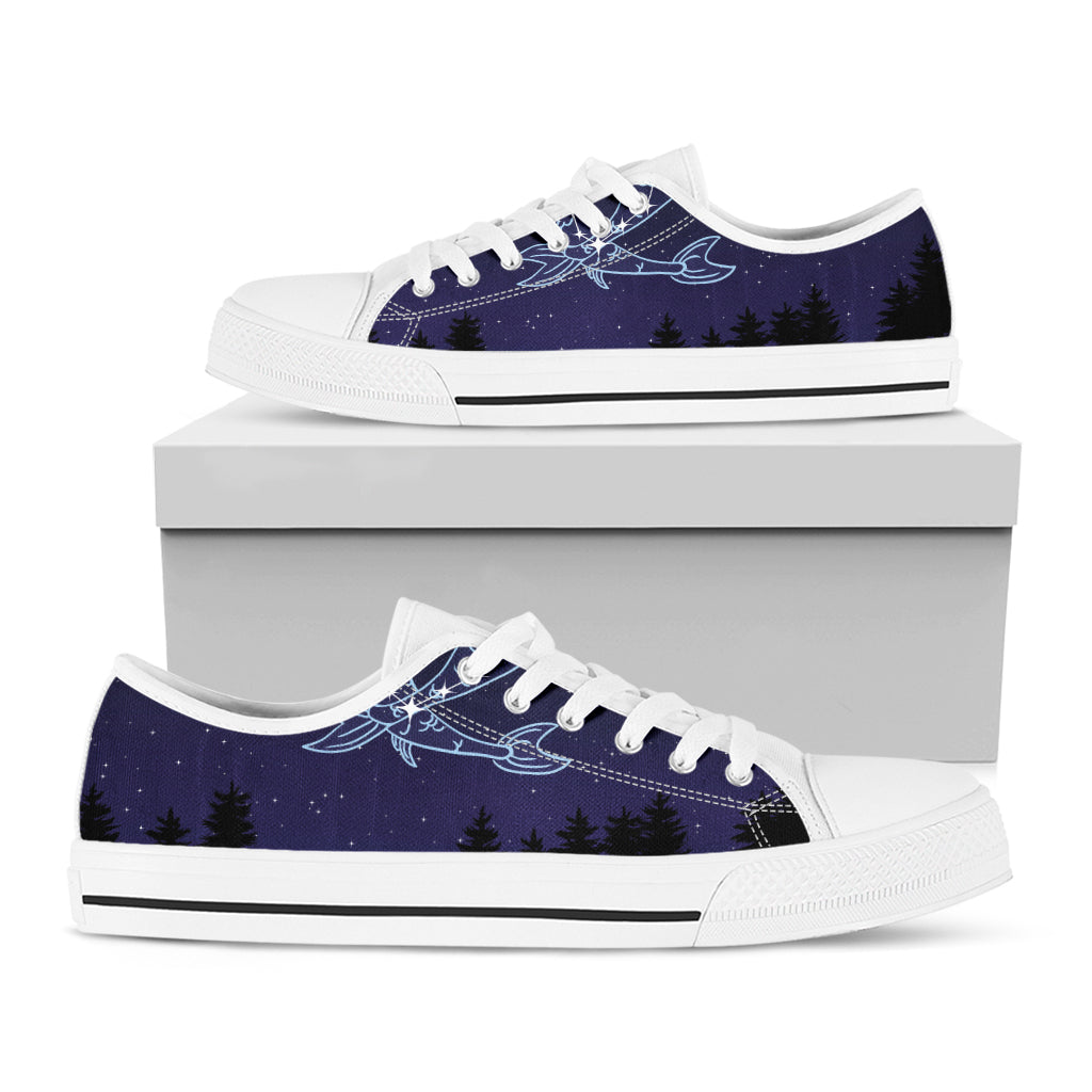 Pisces Constellation Print White Low Top Shoes