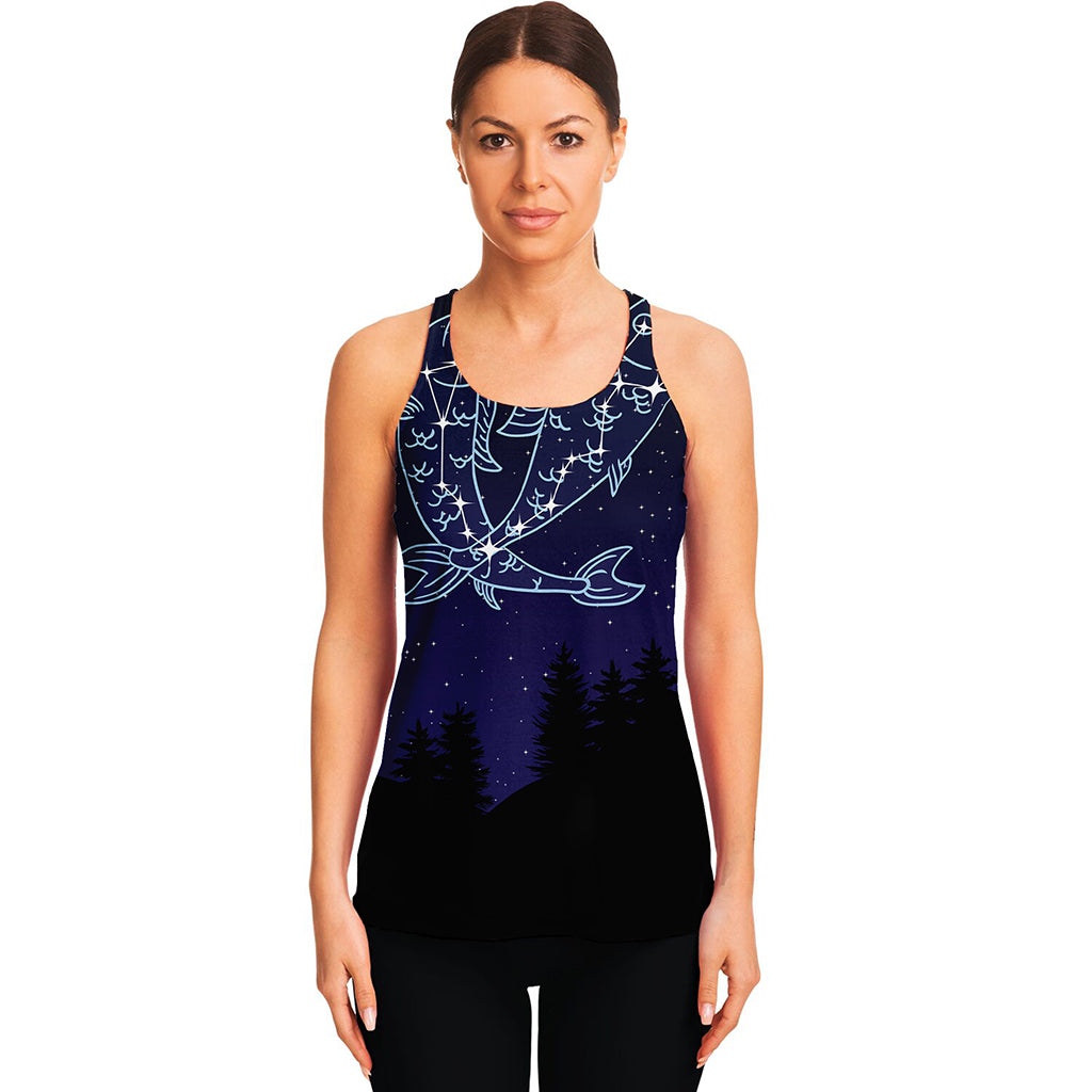 Pisces Constellation Print Women's Racerback Tank Top