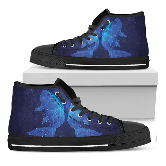 Pisces Horoscope Sign Print Black High Top Shoes