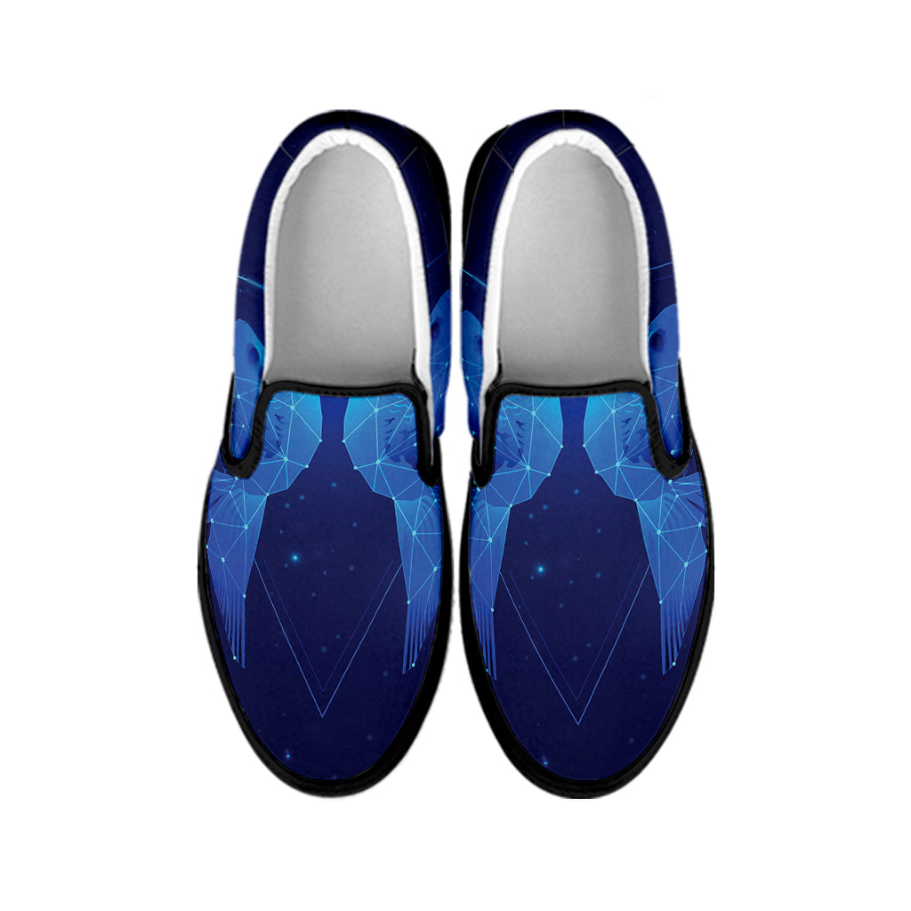 Pisces Horoscope Sign Print Black Slip On Shoes