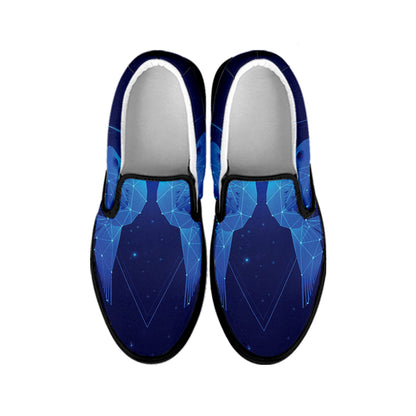 Pisces Horoscope Sign Print Black Slip On Shoes