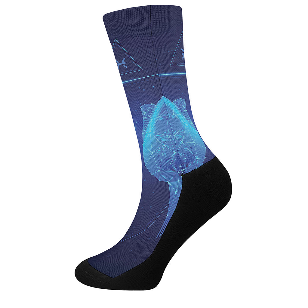 Pisces Horoscope Sign Print Crew Socks