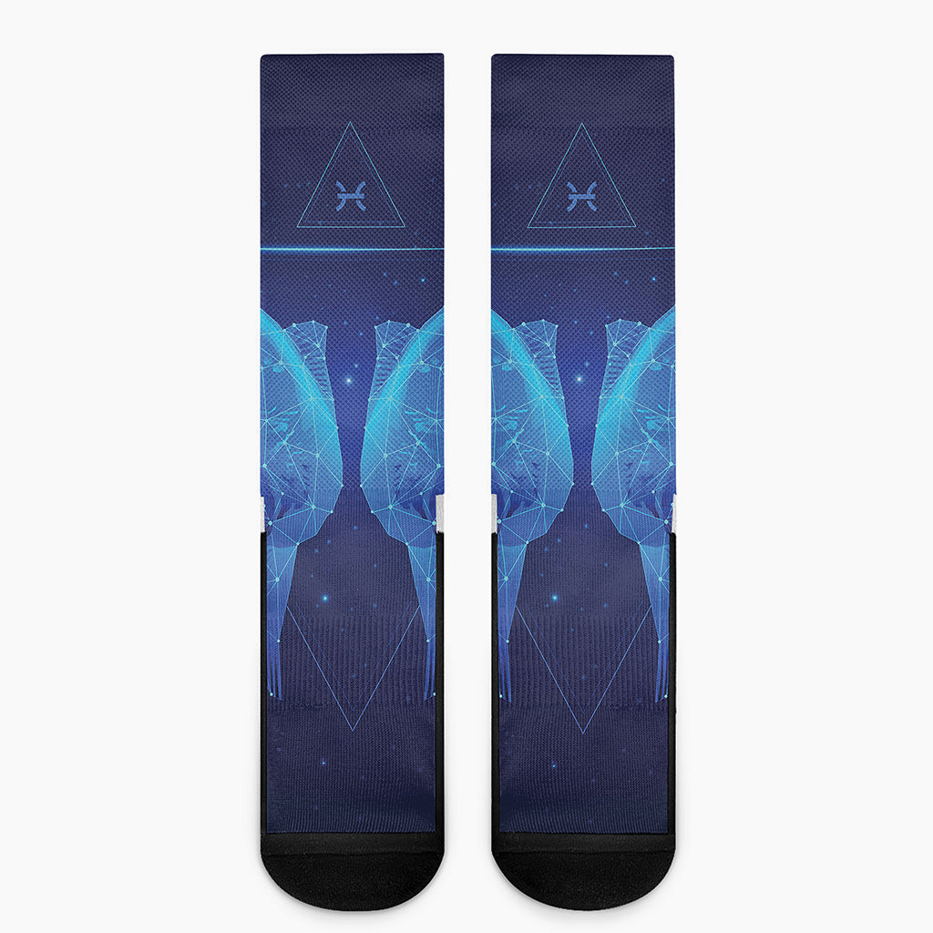 Pisces Horoscope Sign Print Crew Socks