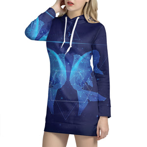 Pisces Horoscope Sign Print Pullover Hoodie Dress