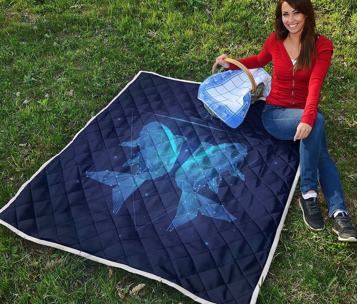 Pisces Horoscope Sign Print Quilt