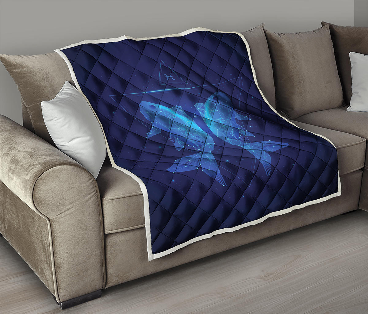 Pisces Horoscope Sign Print Quilt