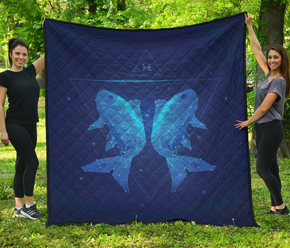Pisces Horoscope Sign Print Quilt