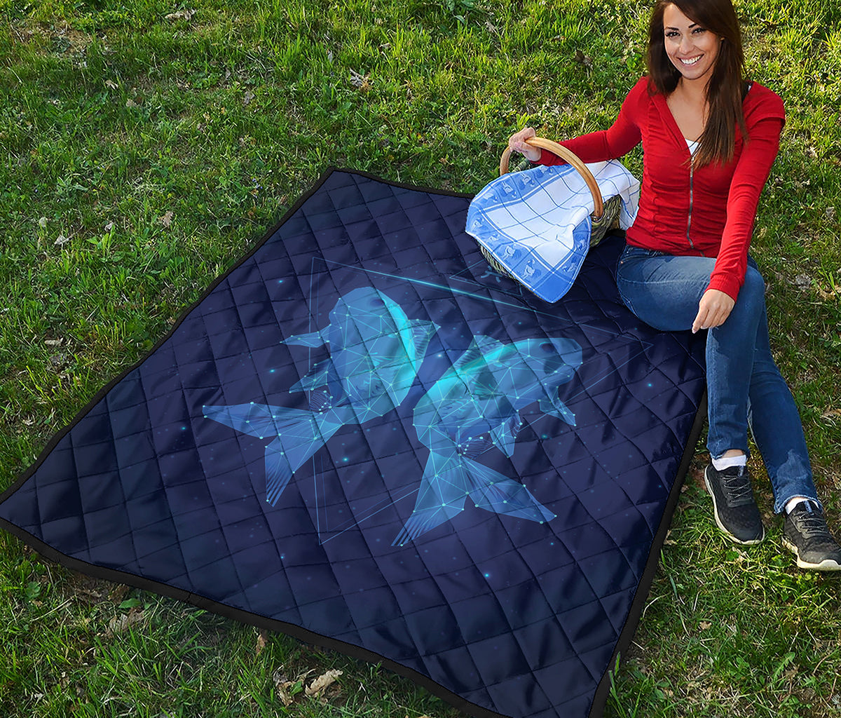 Pisces Horoscope Sign Print Quilt