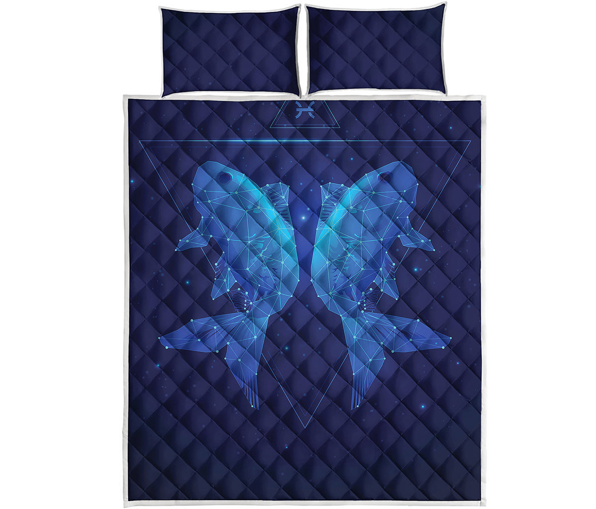 Pisces Horoscope Sign Print Quilt Bed Set