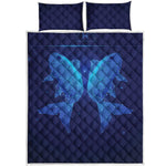 Pisces Horoscope Sign Print Quilt Bed Set