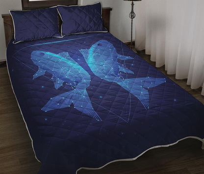 Pisces Horoscope Sign Print Quilt Bed Set