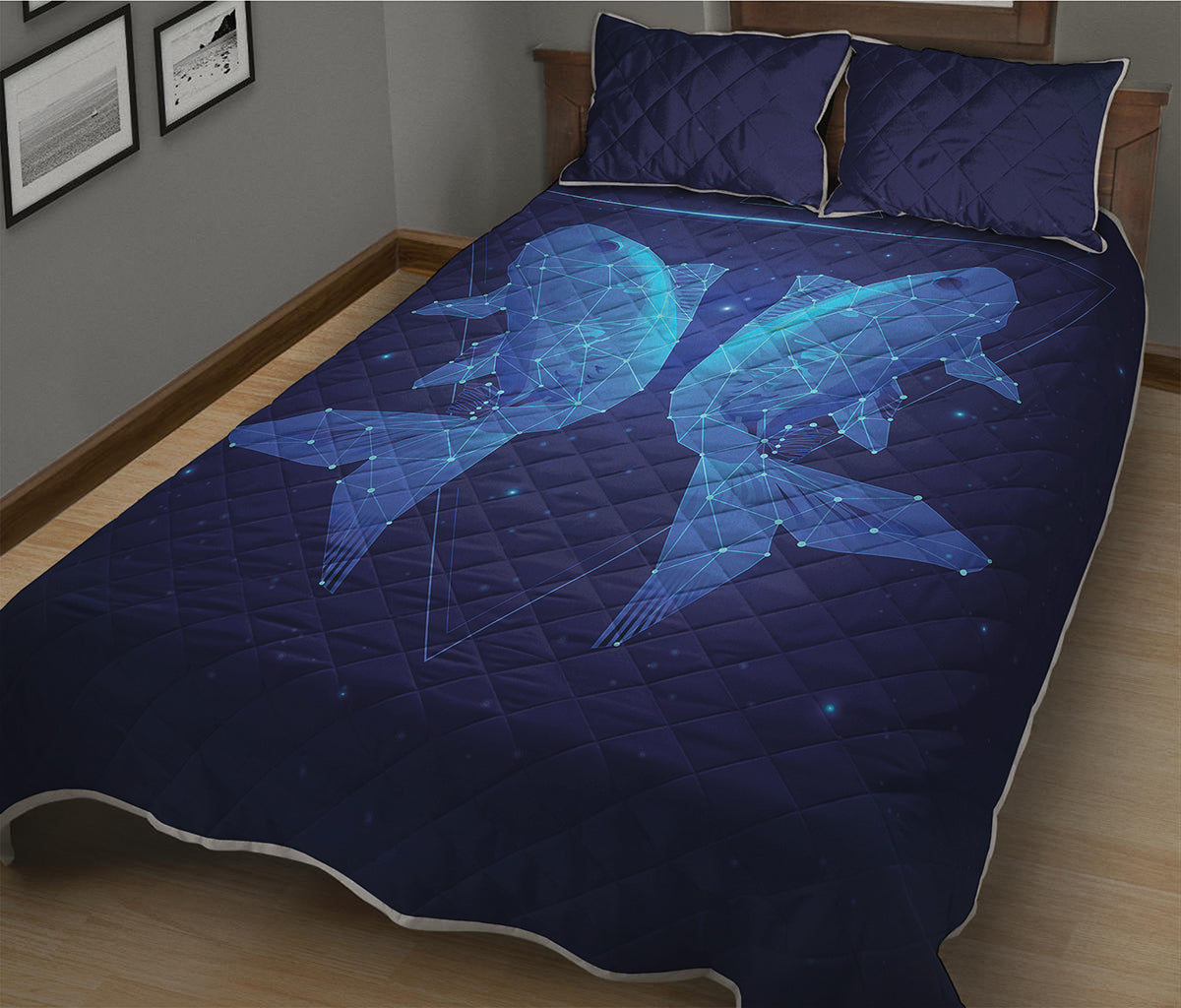 Pisces Horoscope Sign Print Quilt Bed Set