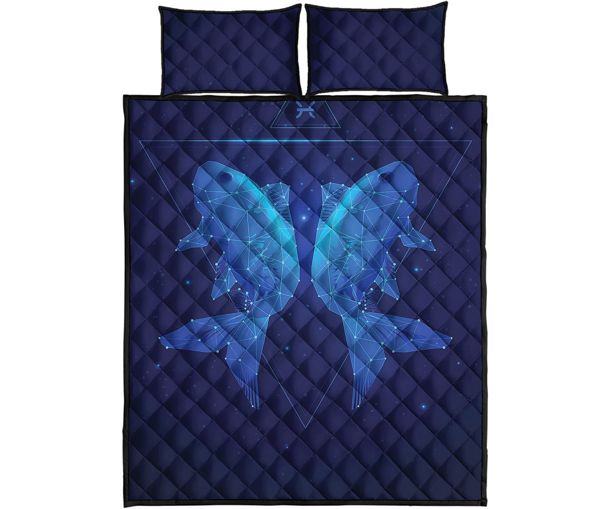 Pisces Horoscope Sign Print Quilt Bed Set