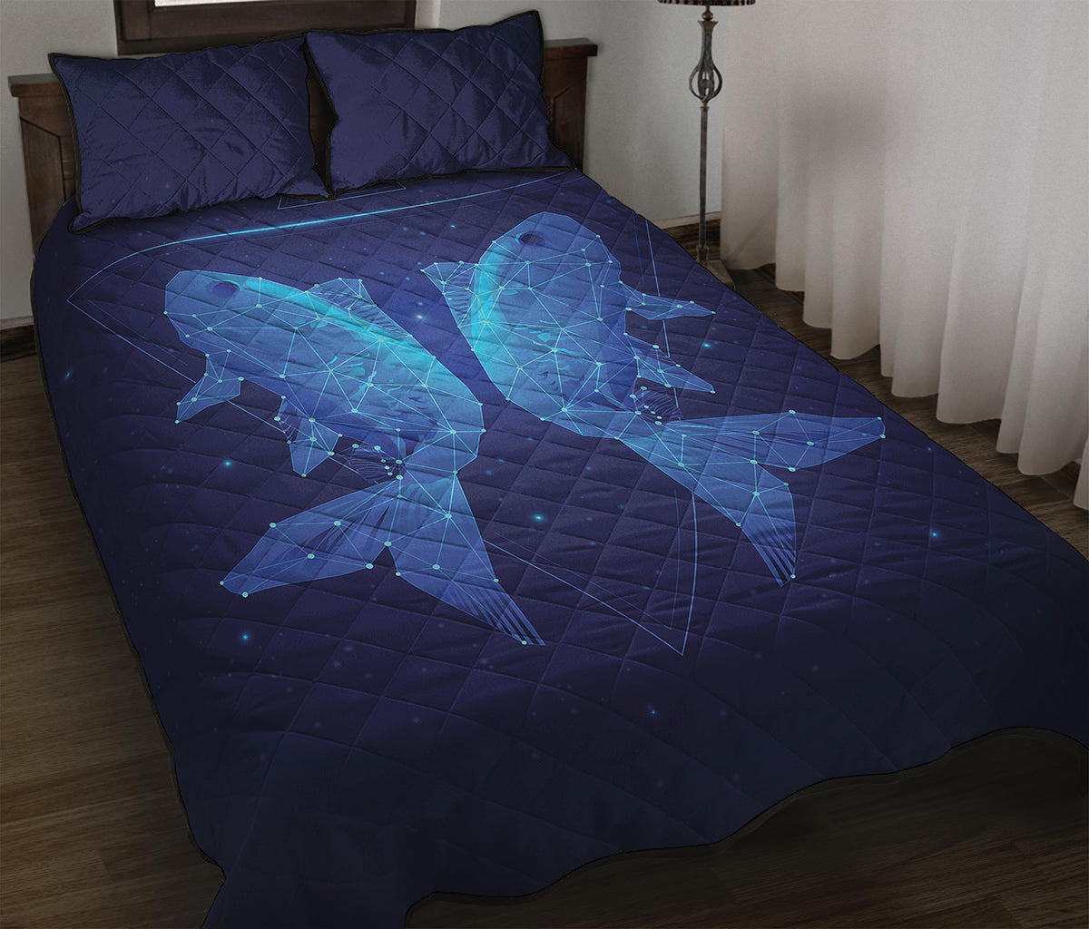 Pisces Horoscope Sign Print Quilt Bed Set