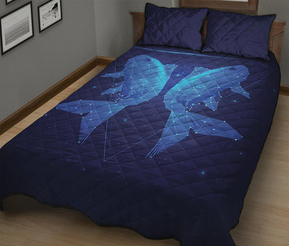 Pisces Horoscope Sign Print Quilt Bed Set