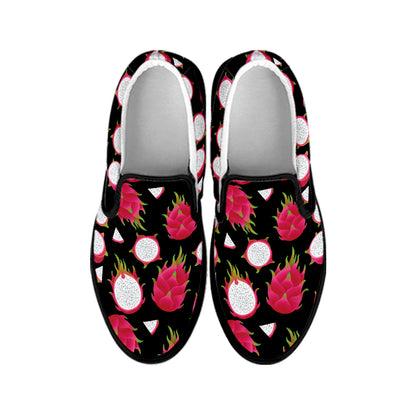 Pitaya Pattern Print Black Slip On Shoes