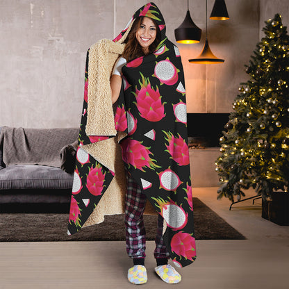 Pitaya Pattern Print Hooded Blanket