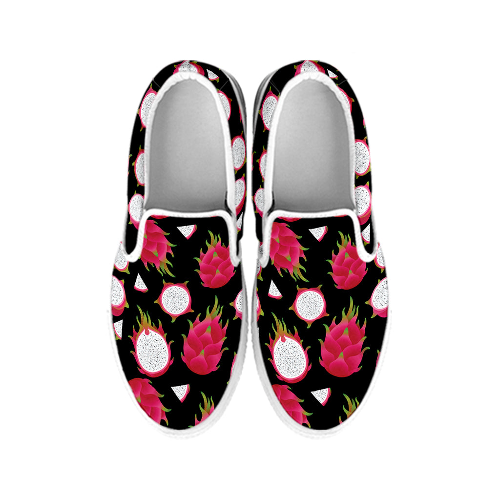 Pitaya Pattern Print White Slip On Shoes
