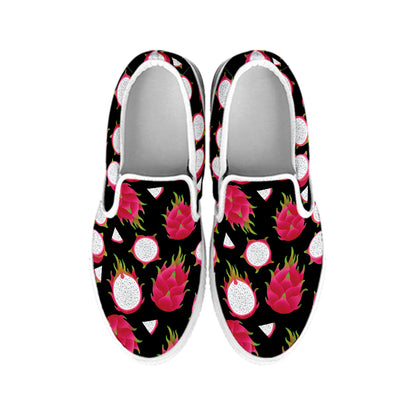 Pitaya Pattern Print White Slip On Shoes