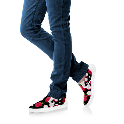 Pitaya Pattern Print White Slip On Shoes