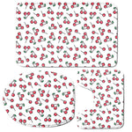 Pixel Cherry Pattern Print 3 Piece Bath Mat Set