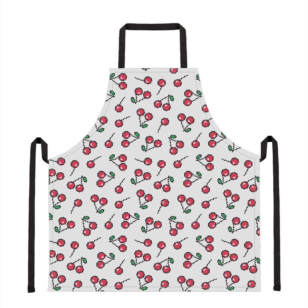 Pixel Cherry Pattern Print Apron