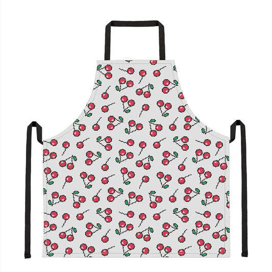 Pixel Cherry Pattern Print Apron