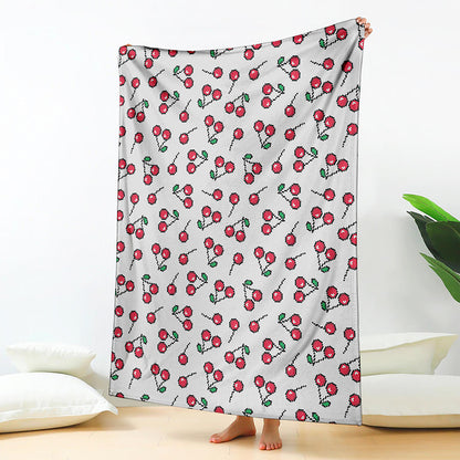 Pixel Cherry Pattern Print Blanket
