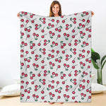 Pixel Cherry Pattern Print Blanket