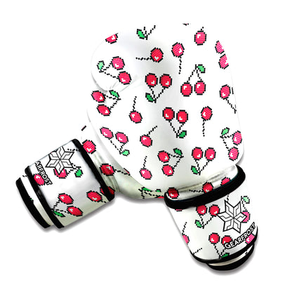 Pixel Cherry Pattern Print Boxing Gloves