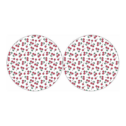 Pixel Cherry Pattern Print Car Coasters