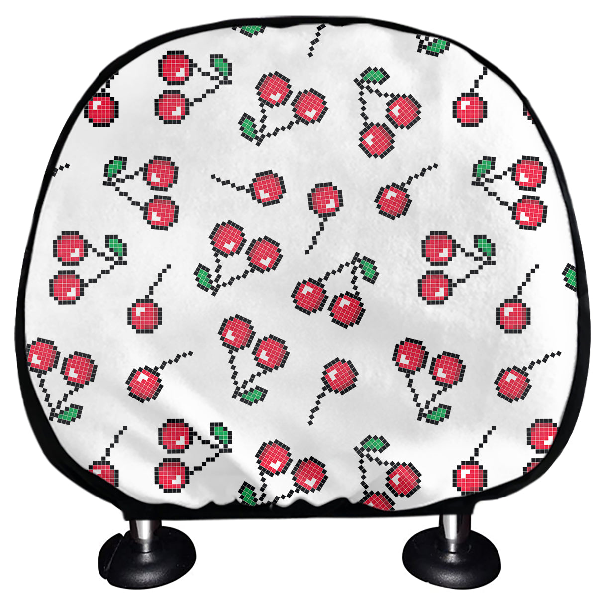 Pixel Cherry Pattern Print Car Headrest Covers
