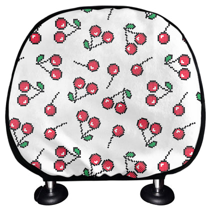 Pixel Cherry Pattern Print Car Headrest Covers