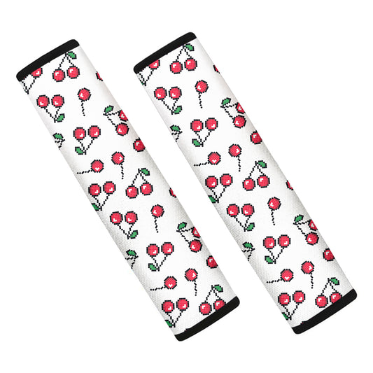 Pixel Cherry Pattern Print Car Seat Belt Covers