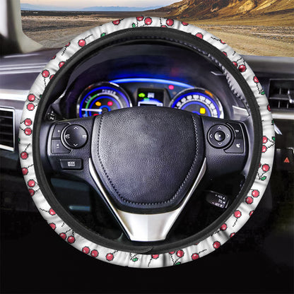 Pixel Cherry Pattern Print Car Steering Wheel Cover