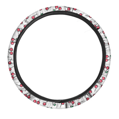 Pixel Cherry Pattern Print Car Steering Wheel Cover