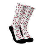 Pixel Cherry Pattern Print Crew Socks