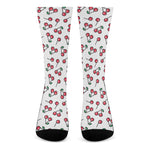 Pixel Cherry Pattern Print Crew Socks