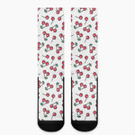 Pixel Cherry Pattern Print Crew Socks