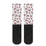 Pixel Cherry Pattern Print Crew Socks