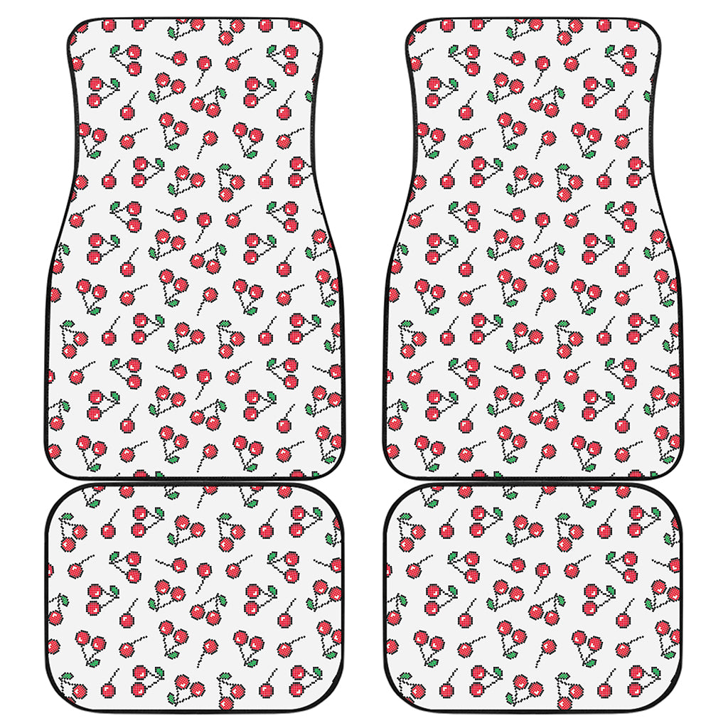 Pixel Cherry Pattern Print Front and Back Car Floor Mats