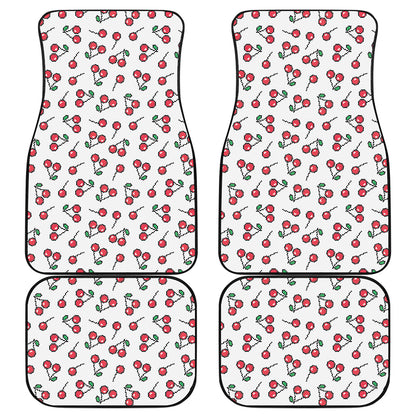 Pixel Cherry Pattern Print Front and Back Car Floor Mats