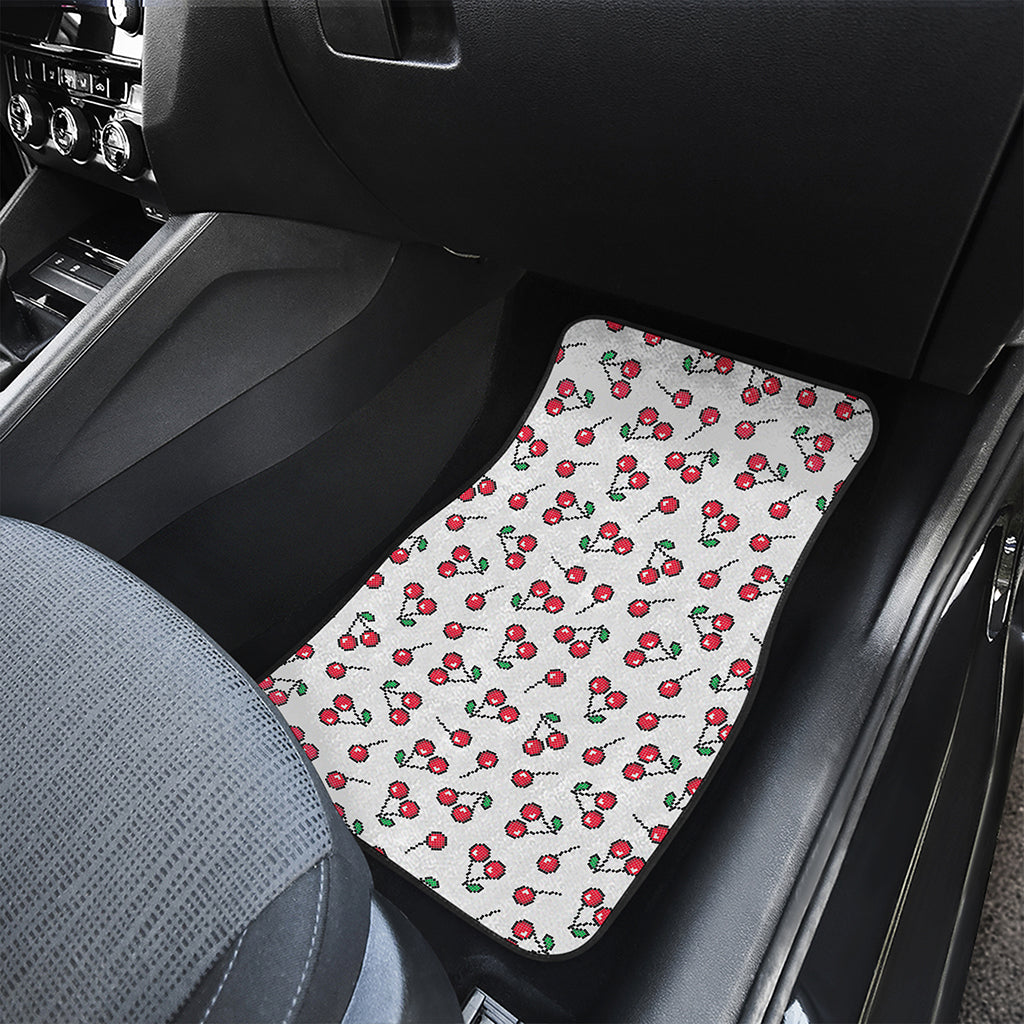 Pixel Cherry Pattern Print Front and Back Car Floor Mats