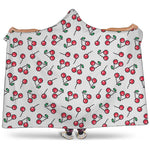 Pixel Cherry Pattern Print Hooded Blanket