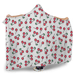 Pixel Cherry Pattern Print Hooded Blanket