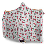 Pixel Cherry Pattern Print Hooded Blanket