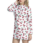 Pixel Cherry Pattern Print Hoodie Dress