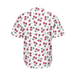 Pixel Cherry Pattern Print Men's Baseball Jersey