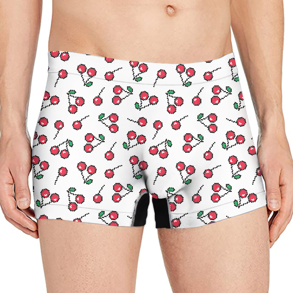 Pixel Cherry Pattern Print Men's Boxer Briefs