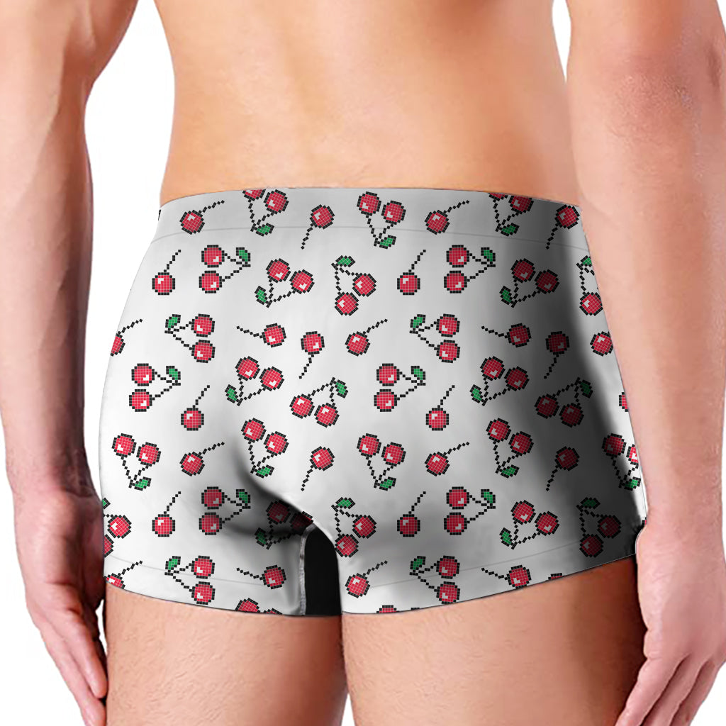 Pixel Cherry Pattern Print Men's Boxer Briefs